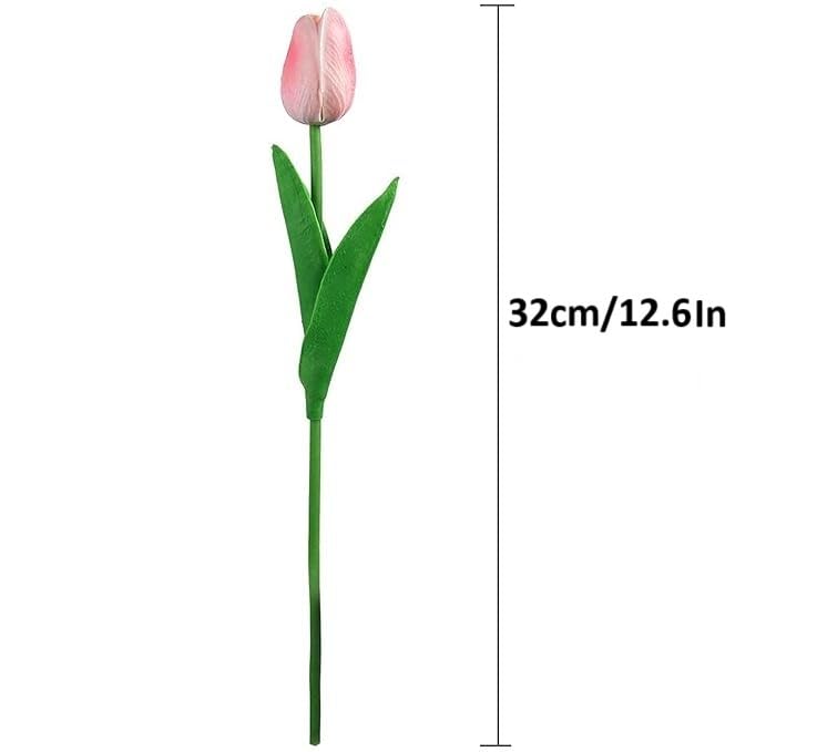 PAPERI Peperi 5 Pcs Artificial Tulip Flowers Bunches for Vase, Home Decoration Items, Table Top, Bedroom, Office, Living Room Corner, Wedding, Party Decorative Gift Set (Without Vase) (Pink) - Image 3