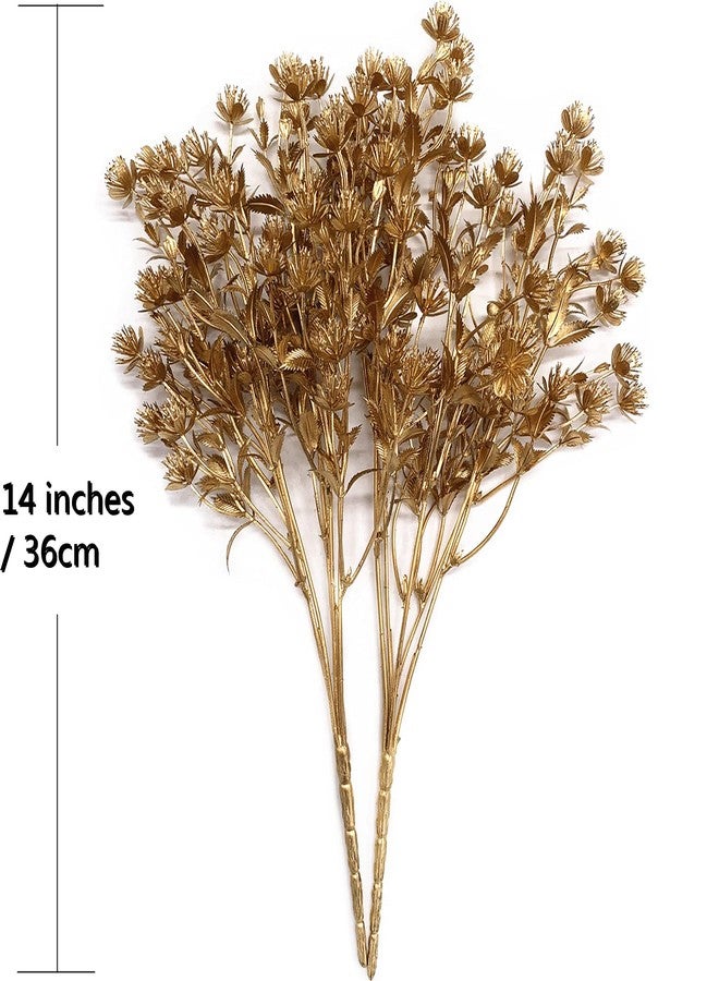 LOVENIMEN Artificial Golden Babysbreath Plants, Fake Baby Breath Plant - Gold 2 Pack, Plastic Gypsophila Flower Bushes Faux Shrubs Indoor Outdoor Planter Vase Filler Home Garden Decor for Christmas Decoration - Image 5