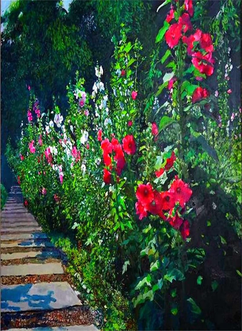 GGOOT Hollyhock Seeds Surprisingly Rich Sturdy Delicate Bold Pleasing to The Eye Plant Seeds Miracle Grow Grass Seed Bee Bombs Wild Flower Seeds-200 PCS,B 