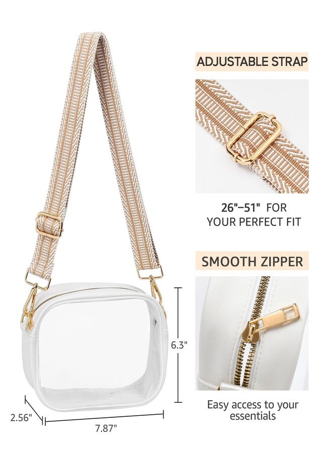 BS-VOG Clear Bag for Stadium Events, Clear Purse for Women Stadium Crossbody, Transparent Bag for Concert Sport Festival Fans, Beige & White - Image 4