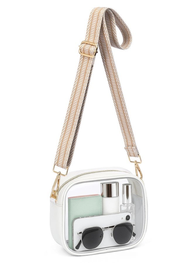 BS-VOG Clear Bag for Stadium Events, Clear Purse for Women Stadium Crossbody, Transparent Bag for Concert Sport Festival Fans, Beige & White - Image 1