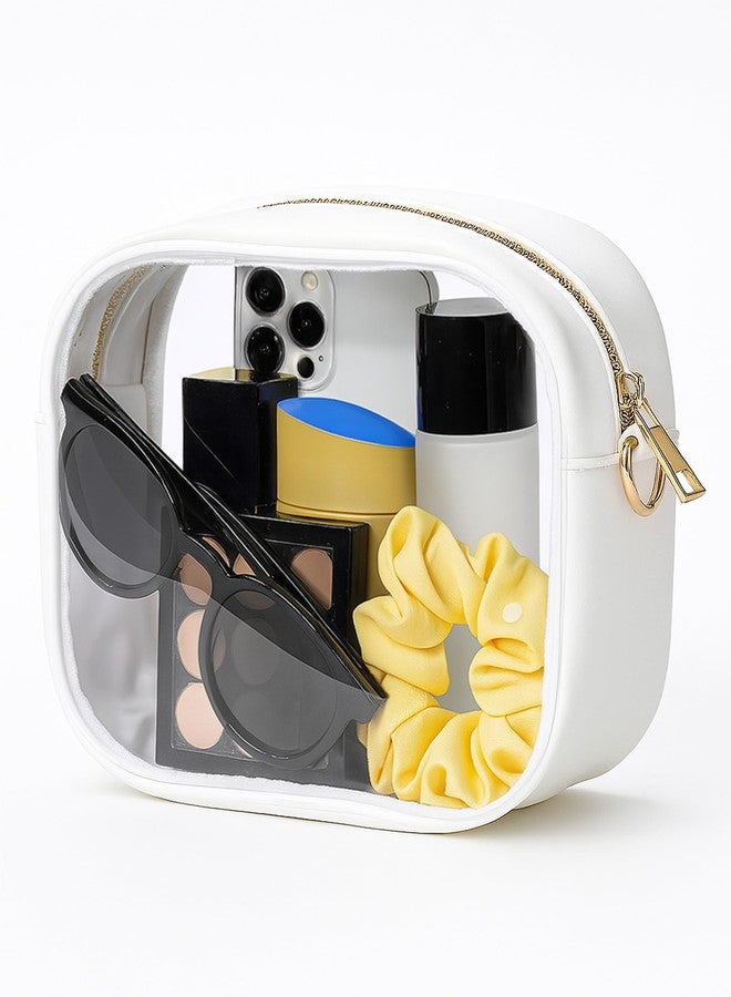 BS-VOG Clear Bag for Stadium Events, Clear Purse for Women Stadium Crossbody, Transparent Bag for Concert Sport Festival Fans, Beige & White - Image 3