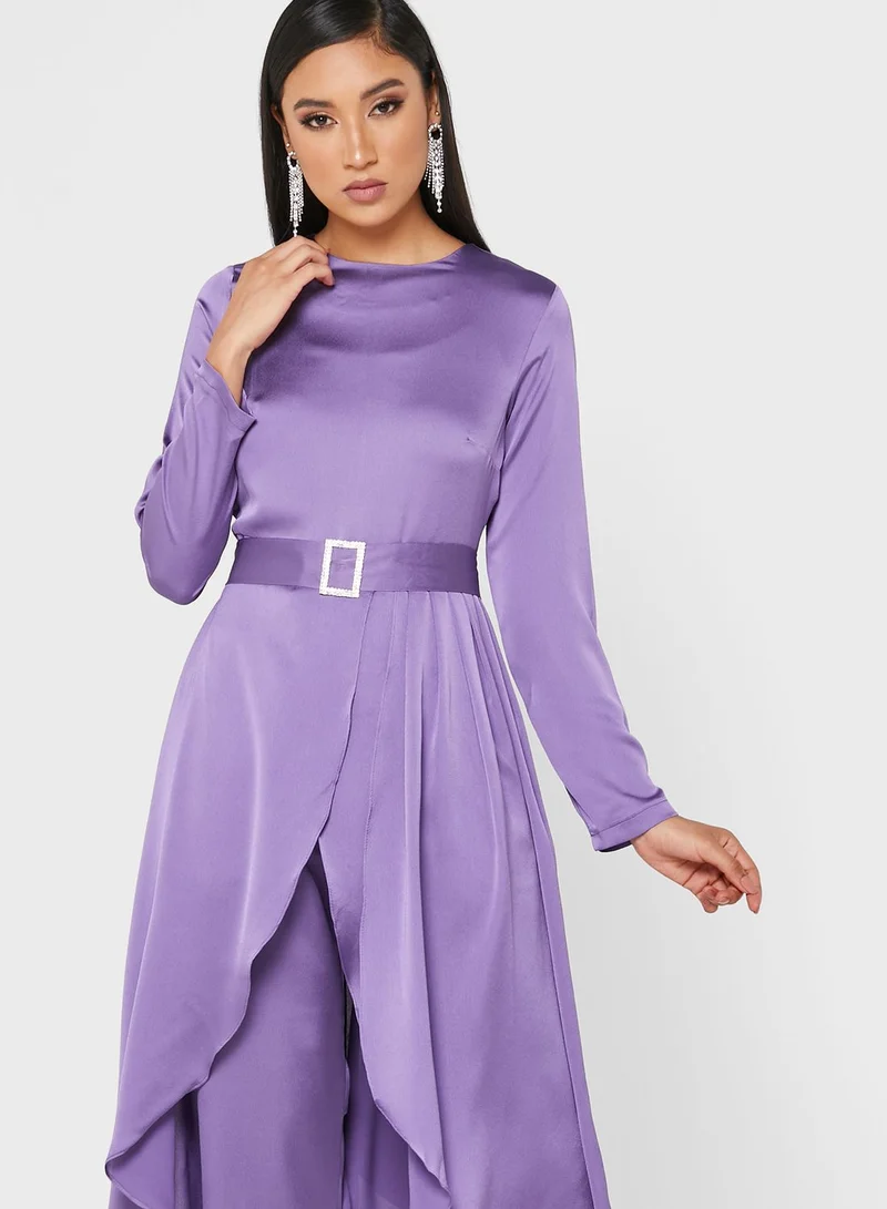 Khizana Belted Asymmetrical Set