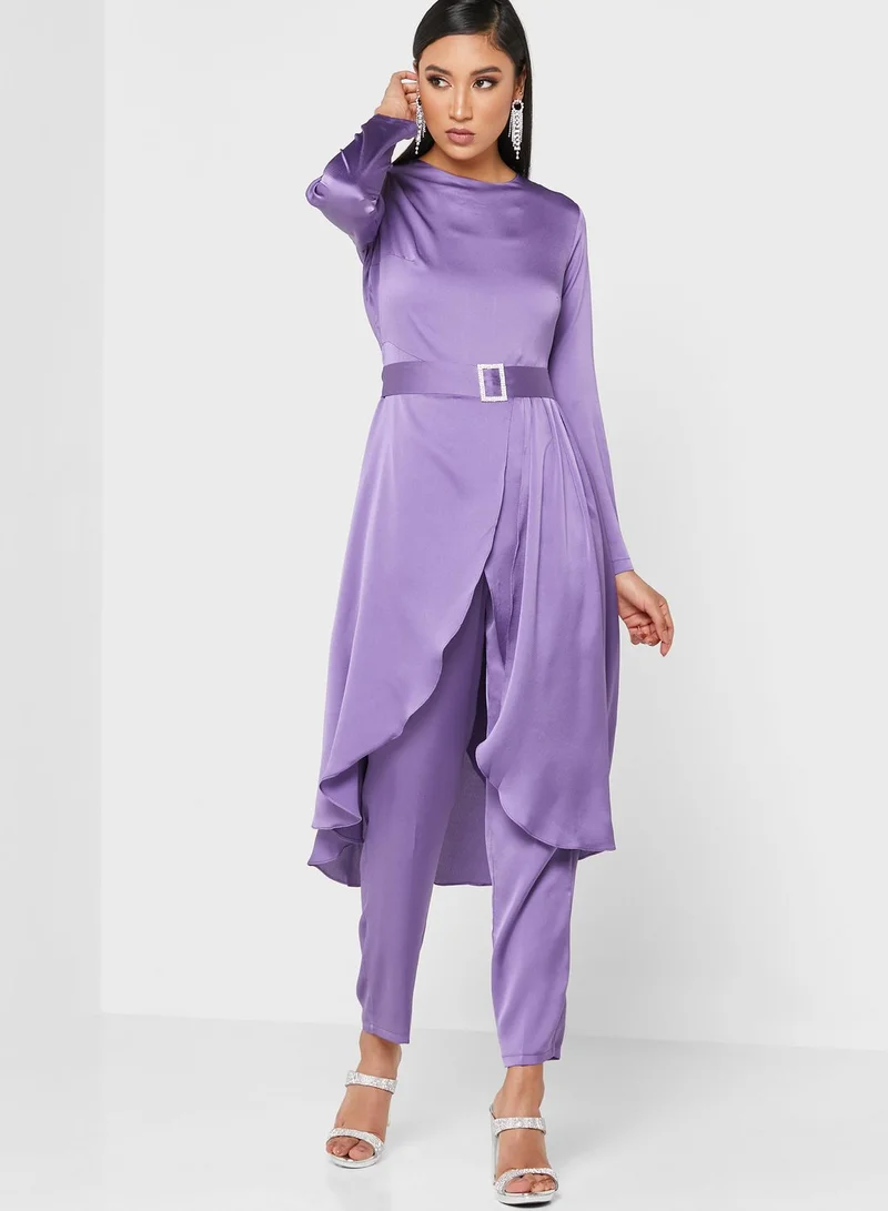 Khizana Belted Asymmetrical Set