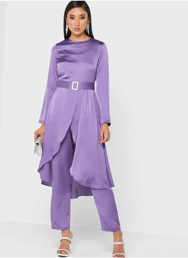 Khizana Belted Asymmetrical Set