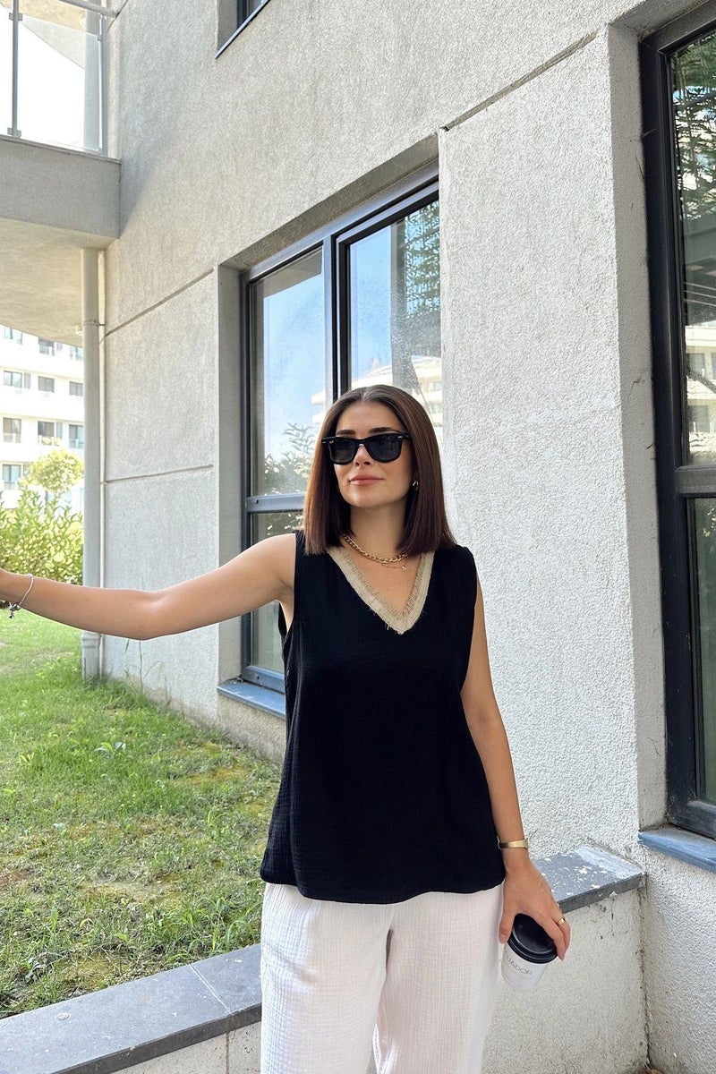Weshaya بلوزة نسائية سوداء - Image 3