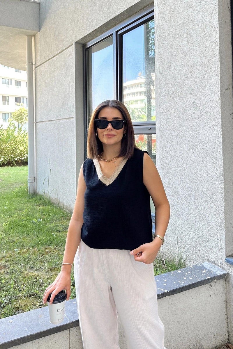 Weshaya بلوزة نسائية سوداء - Image 5