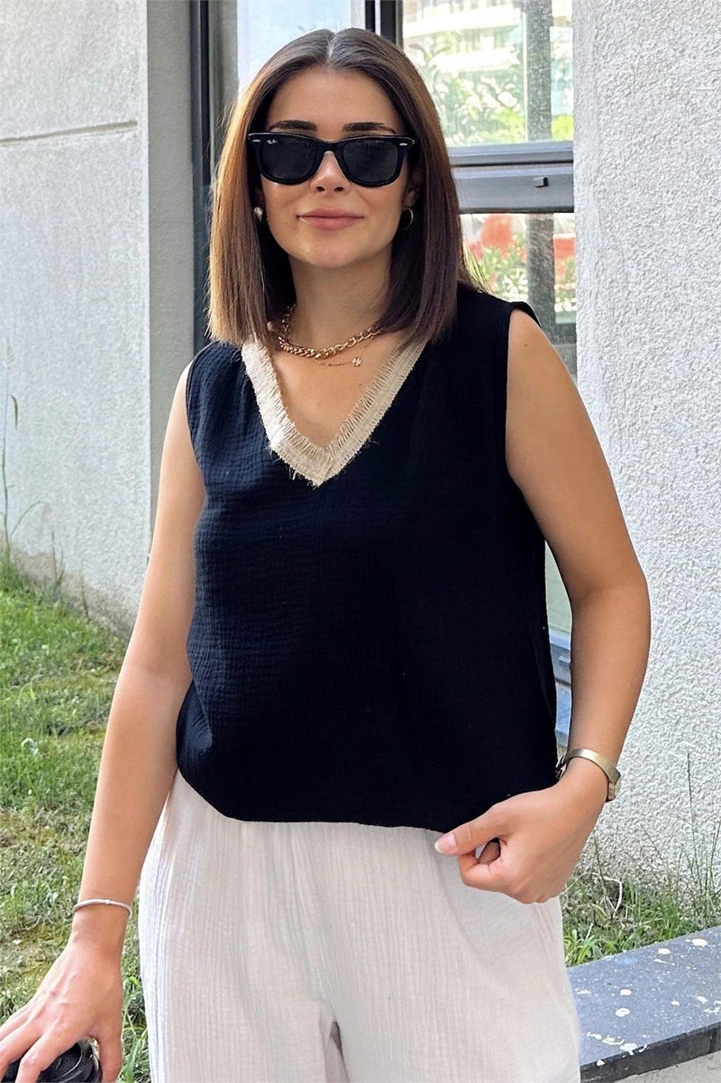 Weshaya بلوزة نسائية سوداء - Image 1