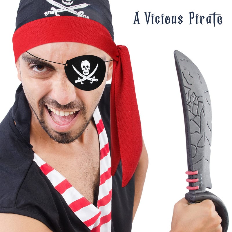 Zhanmai 4 Pcs Pirate Accessories Halloween Pirate Headband Costume Party Supplies Head Scarf Eye Patches for Cosplayer - Image 3
