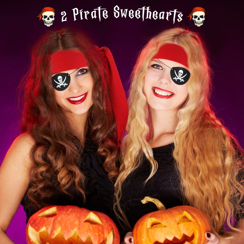 Zhanmai 4 Pcs Pirate Accessories Halloween Pirate Headband Costume Party Supplies Head Scarf Eye Patches for Cosplayer - Image 4