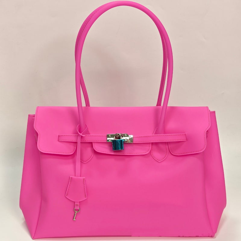 Jelly Firkin Clear Lock Buckle Tote Bag – Kiiikiii Style Macaron Color PVC  Handbag