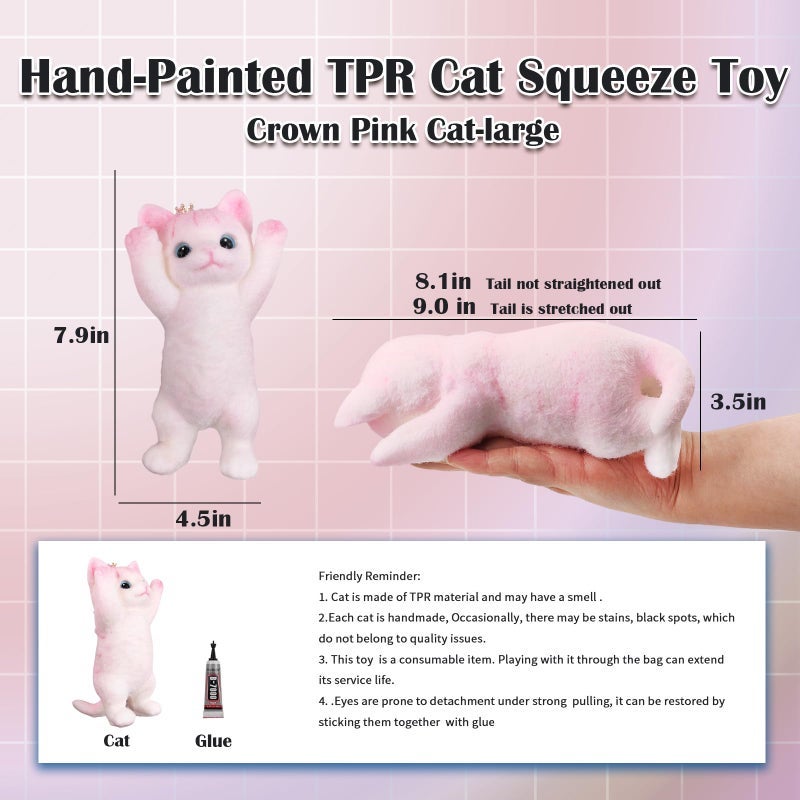 YVBBHE Big Hand Painted Cat Squishy Toysï¼ŒLarge Cute Ultra Soft Kitty Squeeze Fidget Toys for Stress Relief ,Kawaii Squishies Sticky Animal Toys for Adults Kids,Decompression Sensory Balls Toys for Autism - Image 2