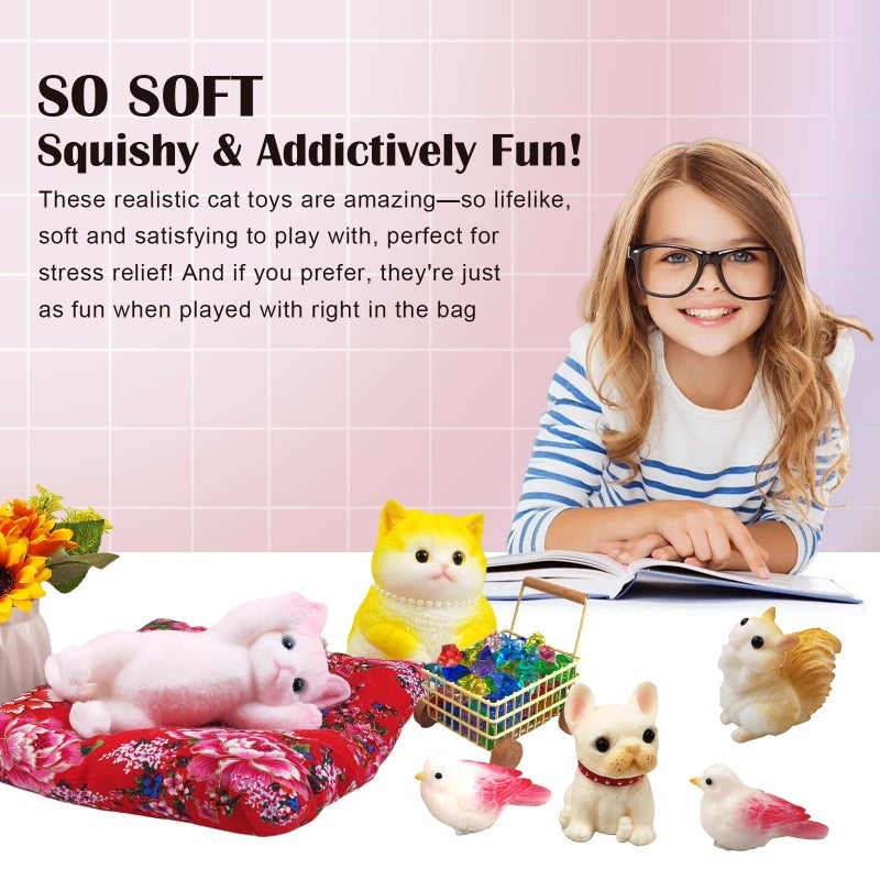 YVBBHE Big Hand Painted Cat Squishy Toysï¼ŒLarge Cute Ultra Soft Kitty Squeeze Fidget Toys for Stress Relief ,Kawaii Squishies Sticky Animal Toys for Adults Kids,Decompression Sensory Balls Toys for Autism - Image 5