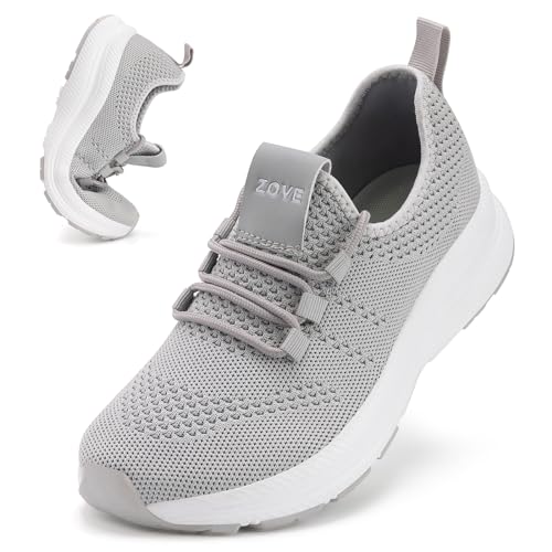 ZOVE Wide Toe Box Shoes Women Extra Wide Width Sneakers Ultra Light Road Running Shoes Non-Slip Tennis Sneakers Breathable Walking Athletic 8803 Grey 38 Medium - Image 1