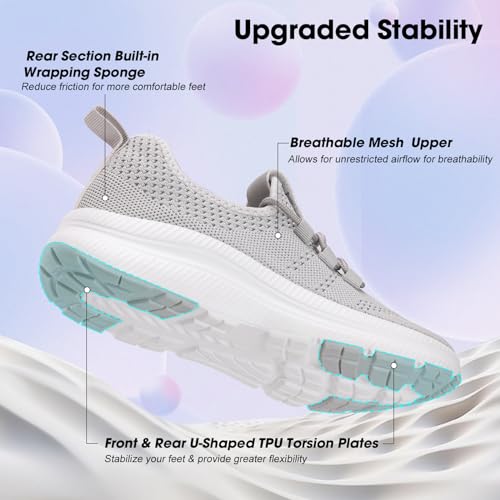 ZOVE Wide Toe Box Shoes Women Extra Wide Width Sneakers Ultra Light Road Running Shoes Non-Slip Tennis Sneakers Breathable Walking Athletic 8803 Grey 38 Medium - Image 5