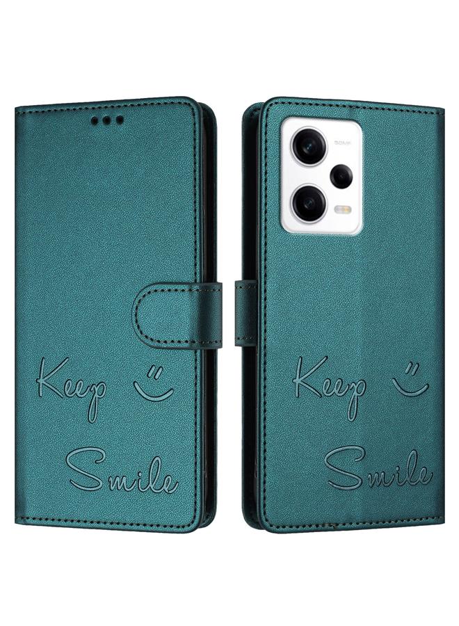 S-TOP Case For Redmi Note 12 Pro 5G Global / India Smile Embossing RFID Leather Phone Case - Image 3