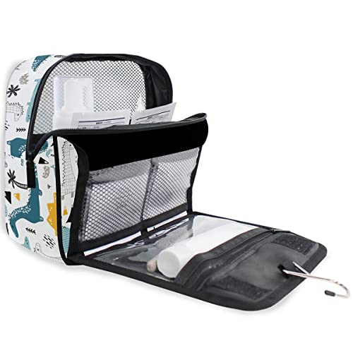 senya Hanging Travel Toiletry Bag Kit Makeup Case Cosmetics Organizer for Men Women (Kids Cartoon Dinosaurs) - Image 4