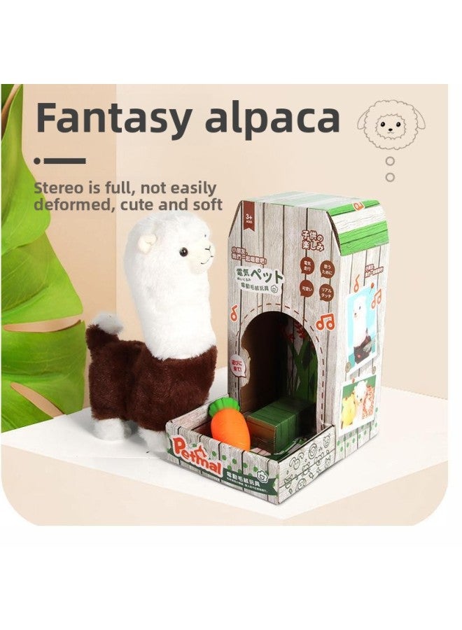 Giraffe Electric Plush Doll Children's Toy Belt Concert Talking Stretch Neck Wagging Tail Alpaca Animal-Color:Alpaca [walking Neck With Music Wagging Tail]]  - Image 1