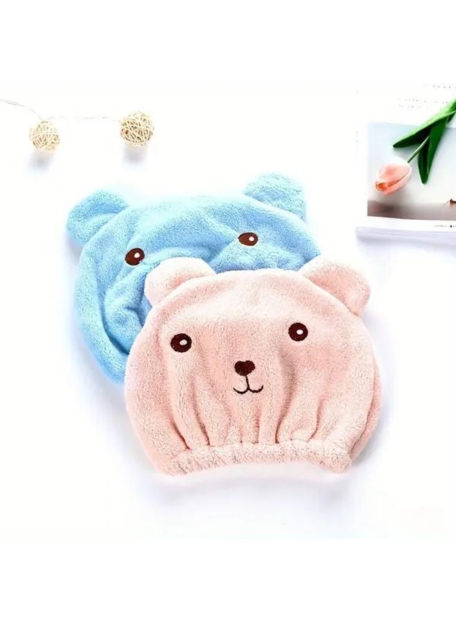 Quick Dry Hair Towel Wrap For Women Soft Polyester With Bear Pouch Color Random - Image 3