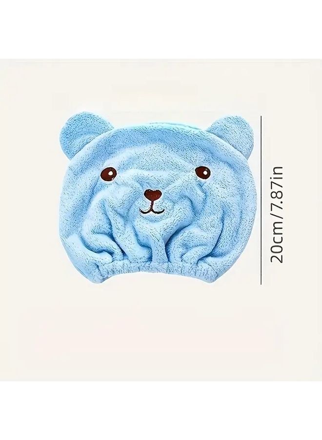 Quick Dry Hair Towel Wrap For Women Soft Polyester With Bear Pouch Color Random - Image 4