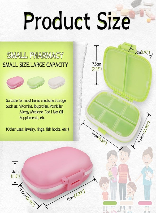 BUWUSMU 18 Pack Travel Pill Boxes Bulk Small Pill Case Portable Pill Organizer 8 Compartments Pill Box Dispenser Daily Vitamin Jewelry Organizer Travel Must Haveswith(Green with 192 Pcs Labels - Image 2
