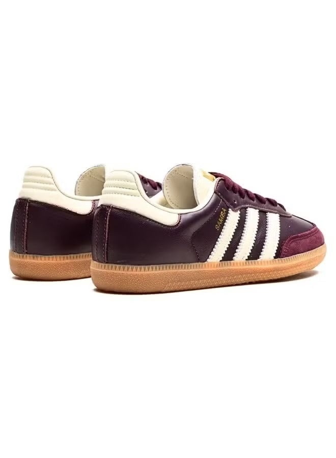Adidas Originals x Andre Saraiva Adidas Samba OG Classic Leather Shoes – Maroon with White Detailing - Image 3