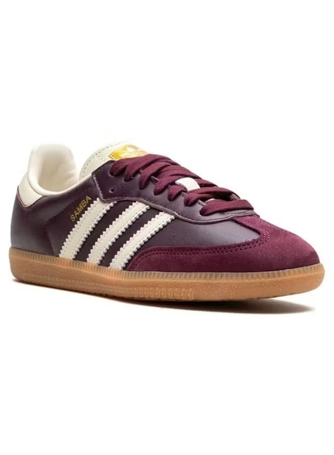 Adidas Originals x Andre Saraiva Adidas Samba OG Classic Leather Shoes – Maroon with White Detailing - Image 4
