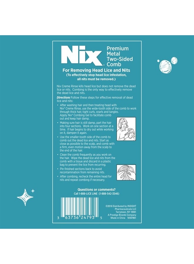 NIX Lice Removal Comb, Removes Dead Lice & Eggs from Hair, 2-Sided - Image 5