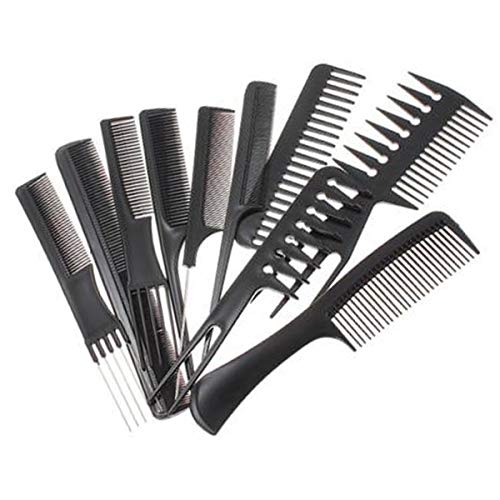 VREENY Professional Multipurpose 10 Pcs Hair Comb Set Hair brush for Hair Cutting and Styling (BLACK) - Image 5