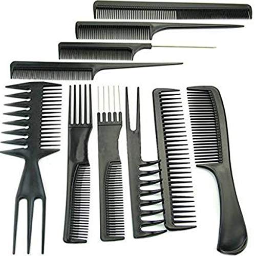 VREENY Professional Multipurpose 10 Pcs Hair Comb Set Hair brush for Hair Cutting and Styling (BLACK) - Image 4