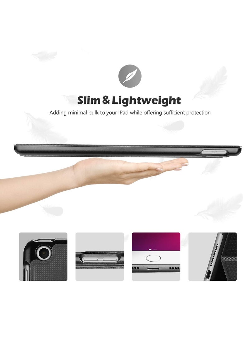 Procases New Ipad 10.2 Inch Folio Case With Tempered Glass Screen Protector Slim Stand Protective Cover Black - Image 5