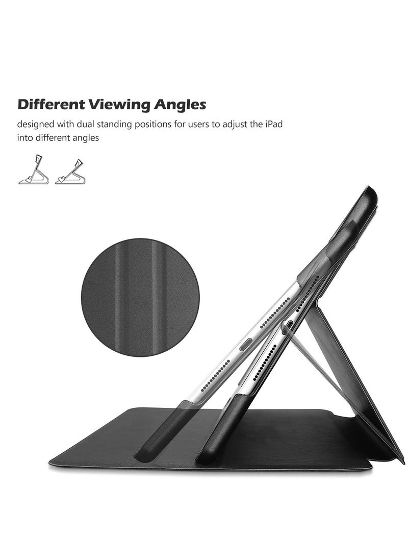 Procases New Ipad 10.2 Inch Folio Case With Tempered Glass Screen Protector Slim Stand Protective Cover Black - Image 2