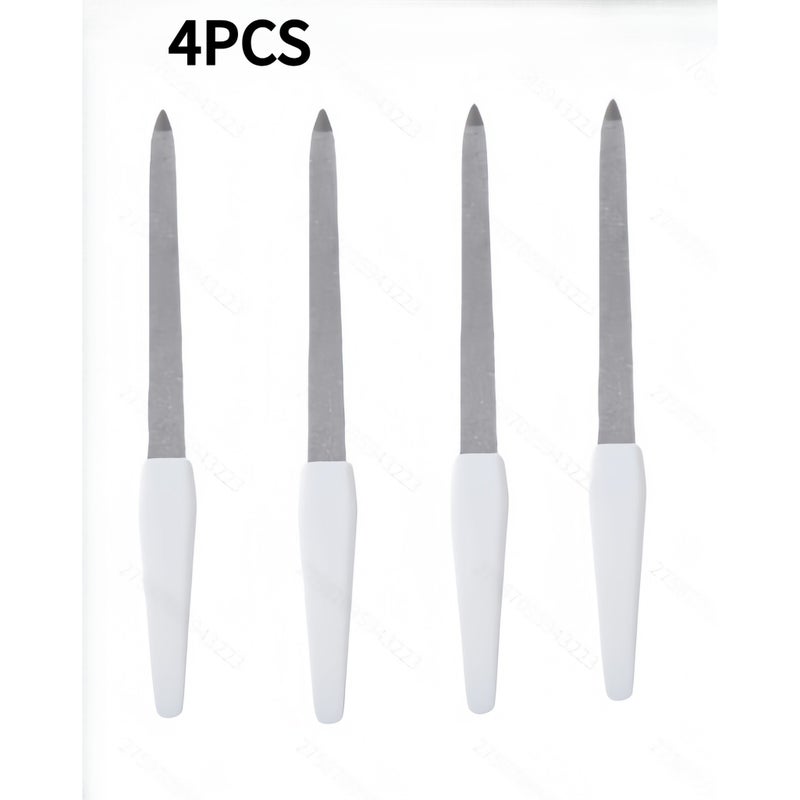 White 4 Piece Double Sided Nail File Set for Smooth Shiny Nails Home Salon Use - Image 3