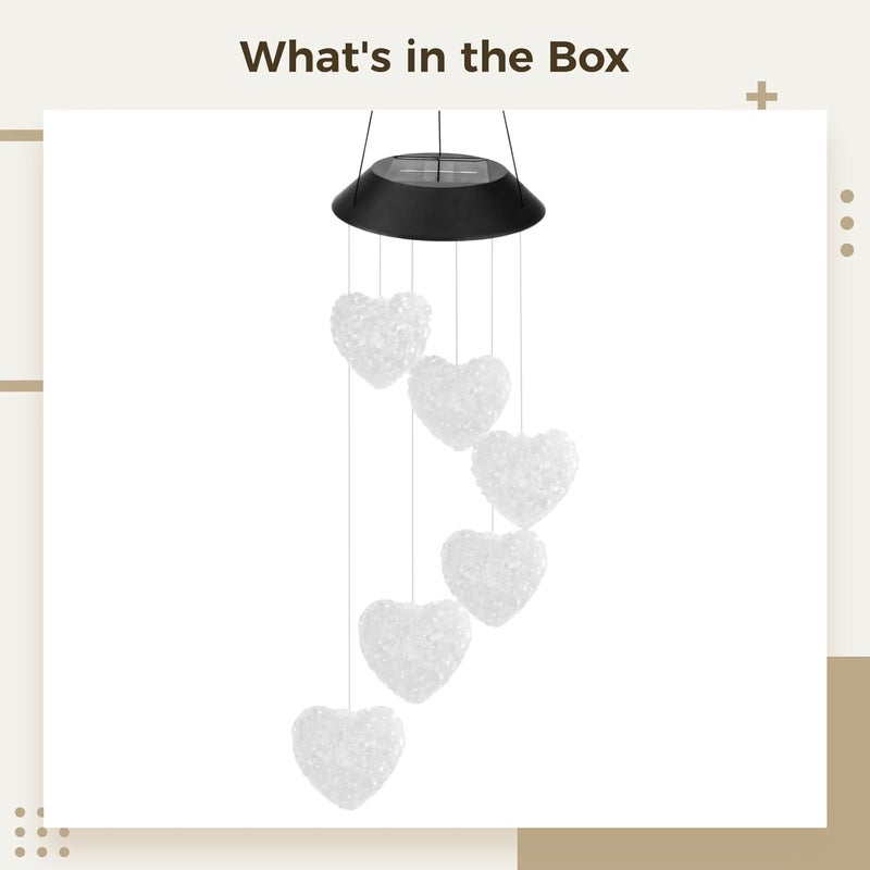 Outdoor Solar Wind Chimes, Heart Design Hanging Light, Color-Changing Led, Sun-Powered Lamp for Patio, Garden, and Lawn, Weatherproof - Image 4