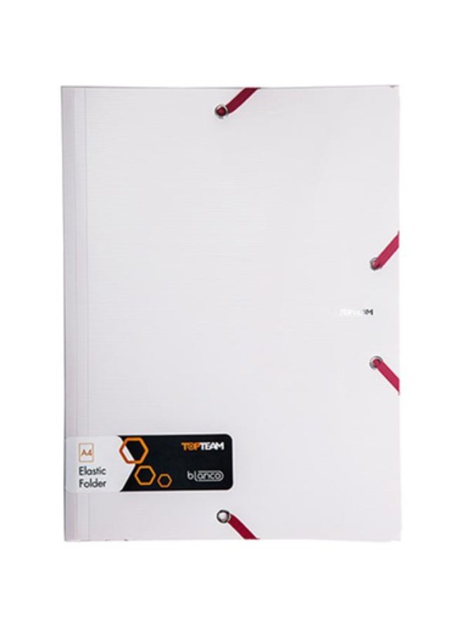 Flat File Folder with Elastic A4 Single Pocket Single Divider White/Pink
