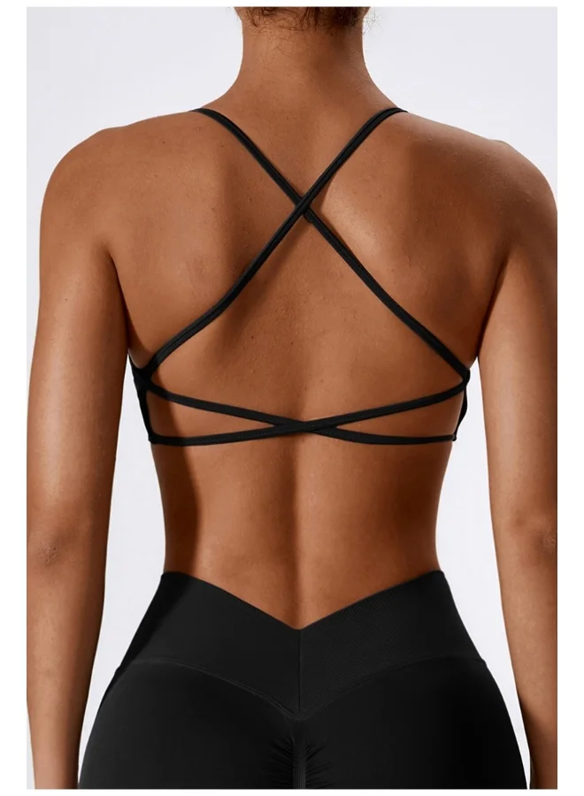 KAWN.YOGA Womens Striped Back Sports Bra - Padded Low Impact Workout Yoga Bra with Removable Built in Bra