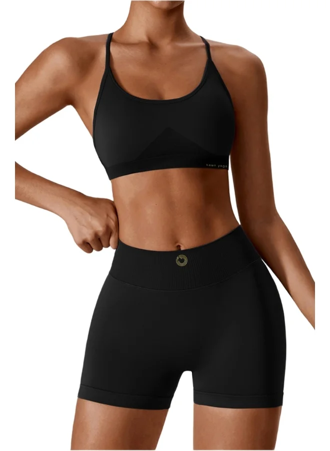 KAWN.YOGA Womens Striped Back Sports Bra - Padded Low Impact Workout Yoga Bra with Removable Built in Bra