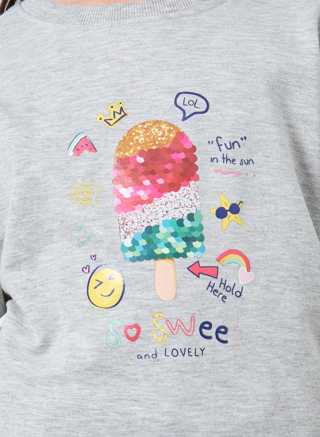 ستايلي سويت شيرت مطبع بطبعة ايس كريم - Image 3