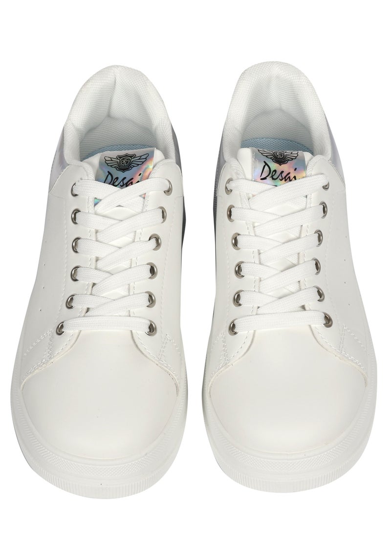 DESAI Women's casual shoes lace up White/Silver - Image 2