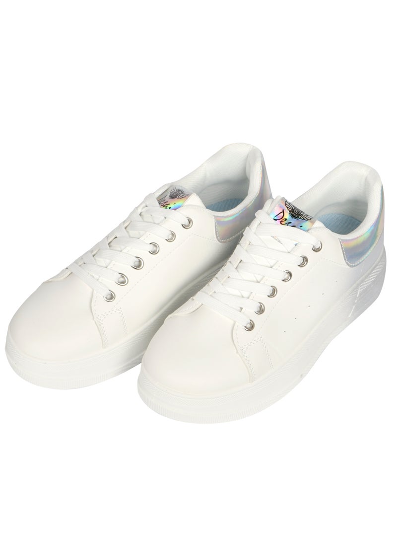DESAI Women's casual shoes lace up White/Silver - Image 1