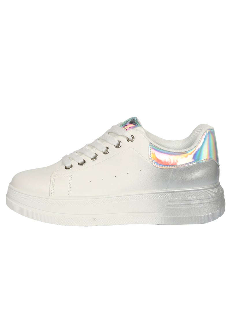 DESAI Women's casual shoes lace up White/Silver - Image 3