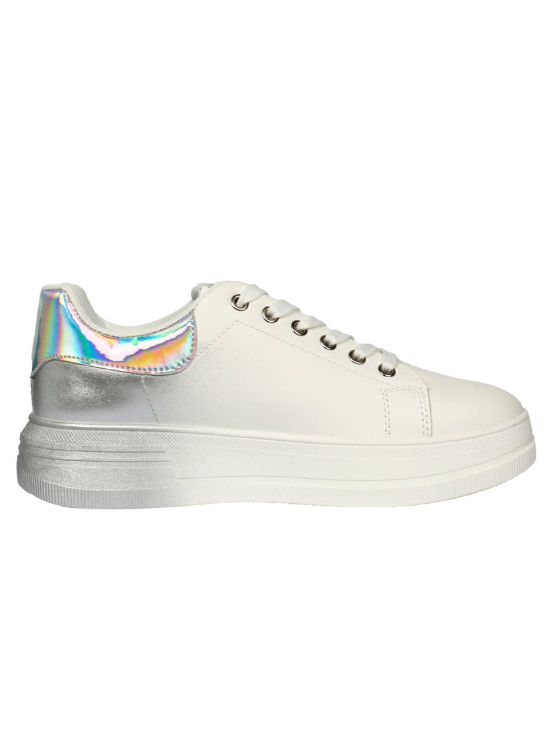 DESAI Women's casual shoes lace up White/Silver - Image 4