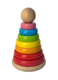 Rainbow Wooden Ring Stacker, 9 Piece Stacking Rings, Stacking Toy for Babies and Toddlers
