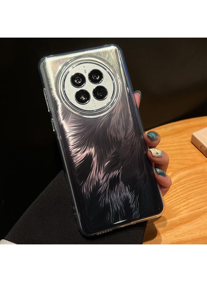 Green Tiger For Huawei Mate 50 Foxtail Bronzing Laser Gradient Phone Case(Black)