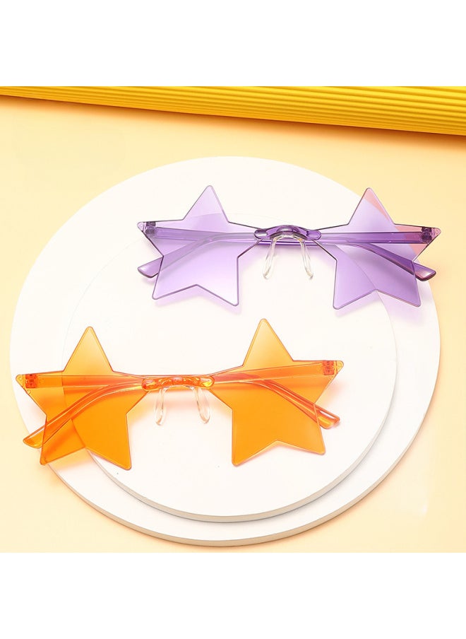 Generic - Star Shape Rimless Sunglasses Funny Pentagram Eyewear Óculos De Natal Decoração Óculos De Festa Gafas De Sol Para Hombre-Lenses Color:Gold - Image 1