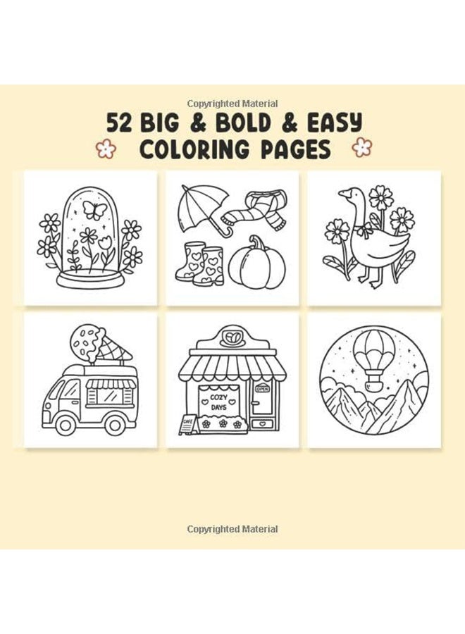 جي أس كتاب تلوين لتخفيف الإجهاد للبالغين والأطفال: تصاميم جريئة وسهلة مع الحيوانات، المناظر الطبيعية، الزهور تضفي الراحة العلاج بفن مكافحة القلق، أنماط كبيرة بسيطة (20.8*20.8 سم) - Image 3