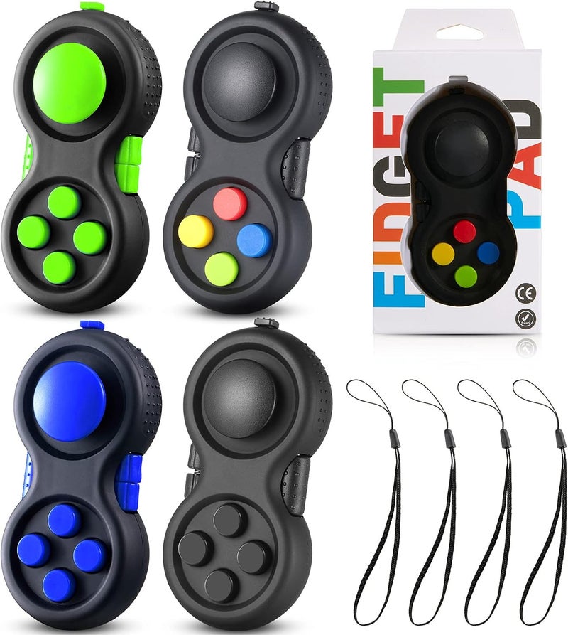 Skylety 4 Pieces Cam Fidget Pad Controller, Fidget Keychain, Mini Game Handheld Pad Anxiety and Stress Relief Sensory Toy with 8 Fun Features and Lanyard for Adult(Assorted Colors) - Image 1
