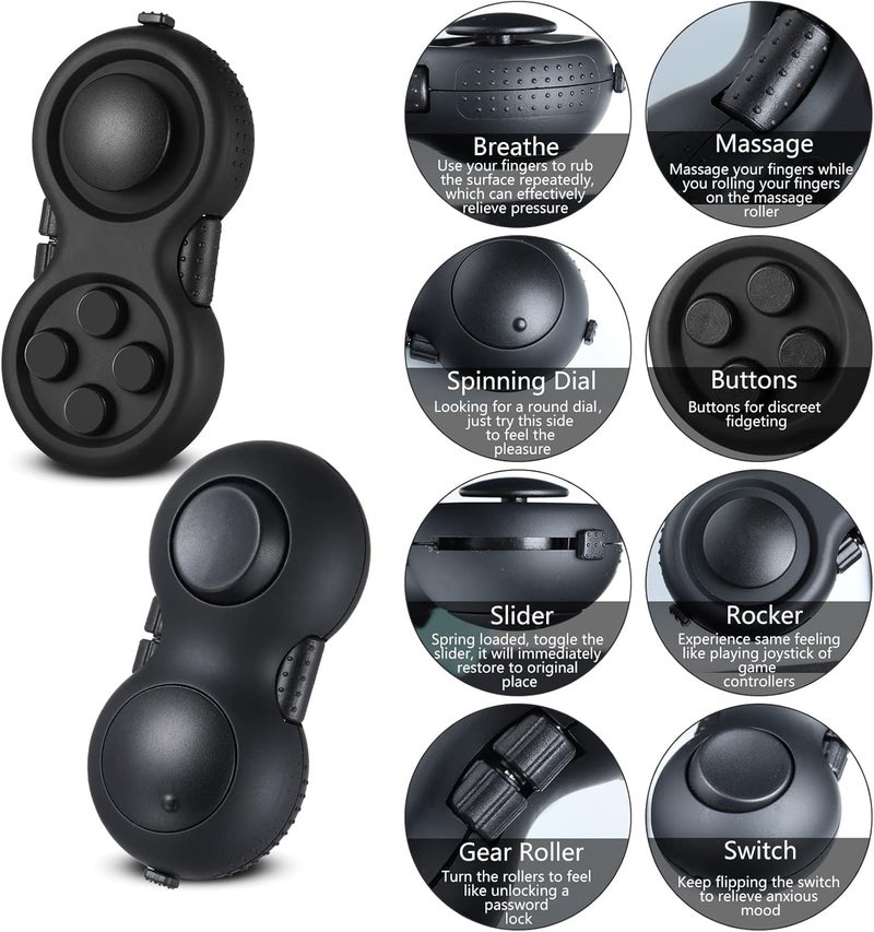Skylety 4 Pieces Cam Fidget Pad Controller, Fidget Keychain, Mini Game Handheld Pad Anxiety and Stress Relief Sensory Toy with 8 Fun Features and Lanyard for Adult(Assorted Colors) - Image 3