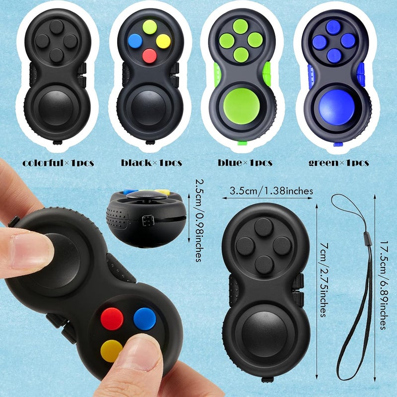 Skylety 4 Pieces Cam Fidget Pad Controller, Fidget Keychain, Mini Game Handheld Pad Anxiety and Stress Relief Sensory Toy with 8 Fun Features and Lanyard for Adult(Assorted Colors) - Image 2