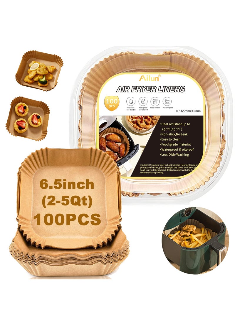 Ailun Ailun Air Fryer Paper Liners 65inch 100PCS NonStick Parchment PaperOil ResistantDisposable Food Grade Free of Bleach Paper Square for 25 QT Air Fryer Baking Roasting Microwave 